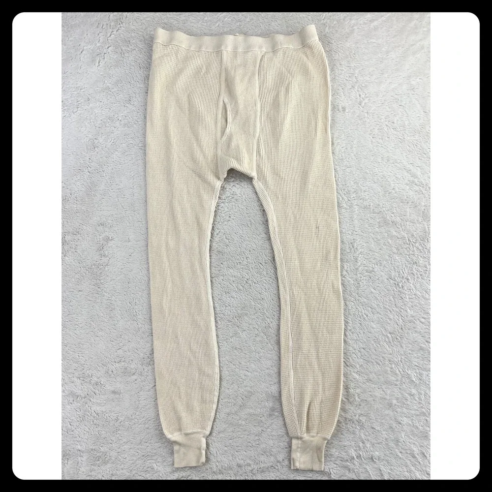 Northwest Territory Thermal Long Johns Men 2XL Cream 100% Cotton Waffle Knit USA